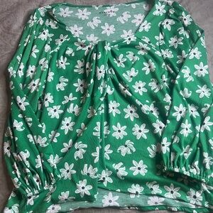 Ava & Viv Women’s Spring Floral Babydoll Blouse Size 3XL Balloon Sleeve